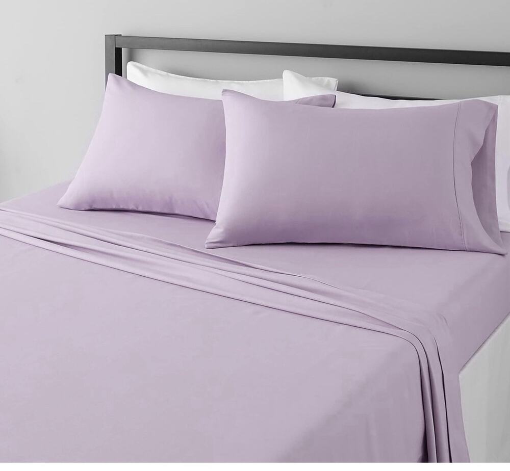 Amazon Basics Microfiber 4-Piece Sheet Set, Frosted Lavender, Solid King